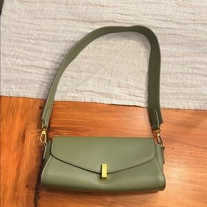 Green Vegan Leather Shoulder Bag